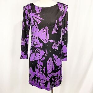 Tibi Colette Black & Purple Shift Dress XS